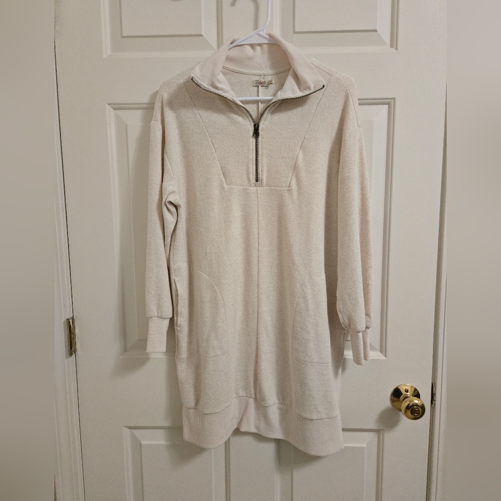 Faherty Womens Legend Quarter Zip Dress In Off White Size XS